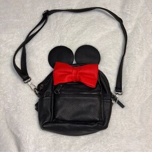 Black Backpack with Red Bow and Ears